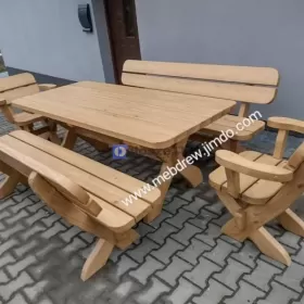 Stół ławki fotele zestaw ogrodowy drewniany taraso