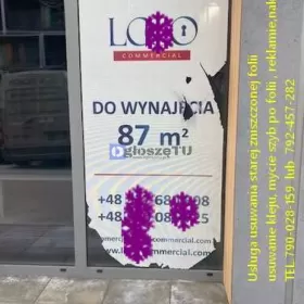 Warszawa - usługa zrywania folii z witryn, okien