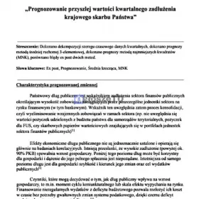 Prognozowanie wartość zadłużenia skarbu Państwa"