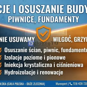 Izolacje i osuszanie budynków - piwnice, fundament