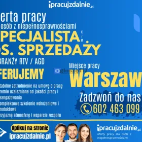 Specjalista/-ka ds. Sprzedaży Warszawa