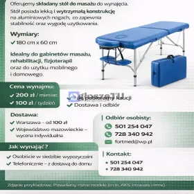 Stół do masażu – wynajem Warszawa